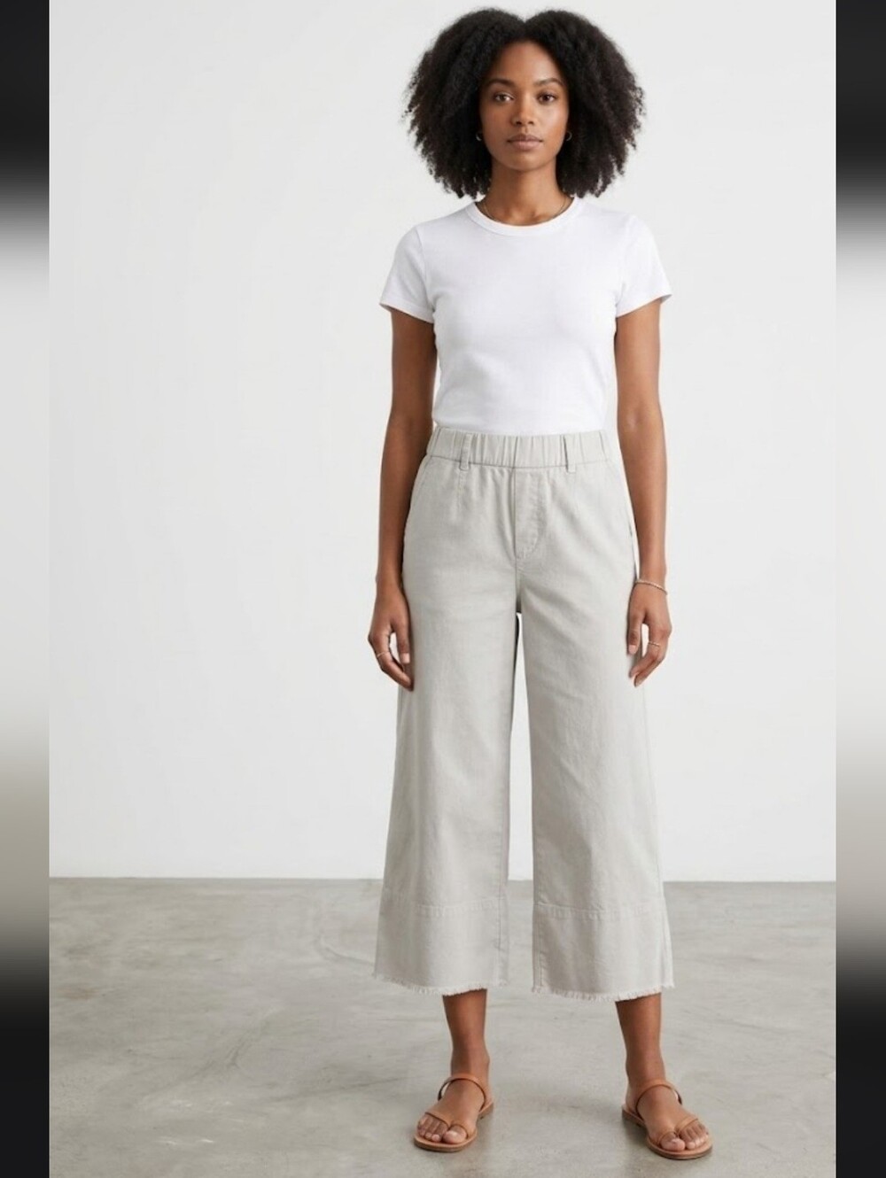 Anthropologie Cloth & Stone Marcel Crop Wide Leg Pull On Cullote Pants Small